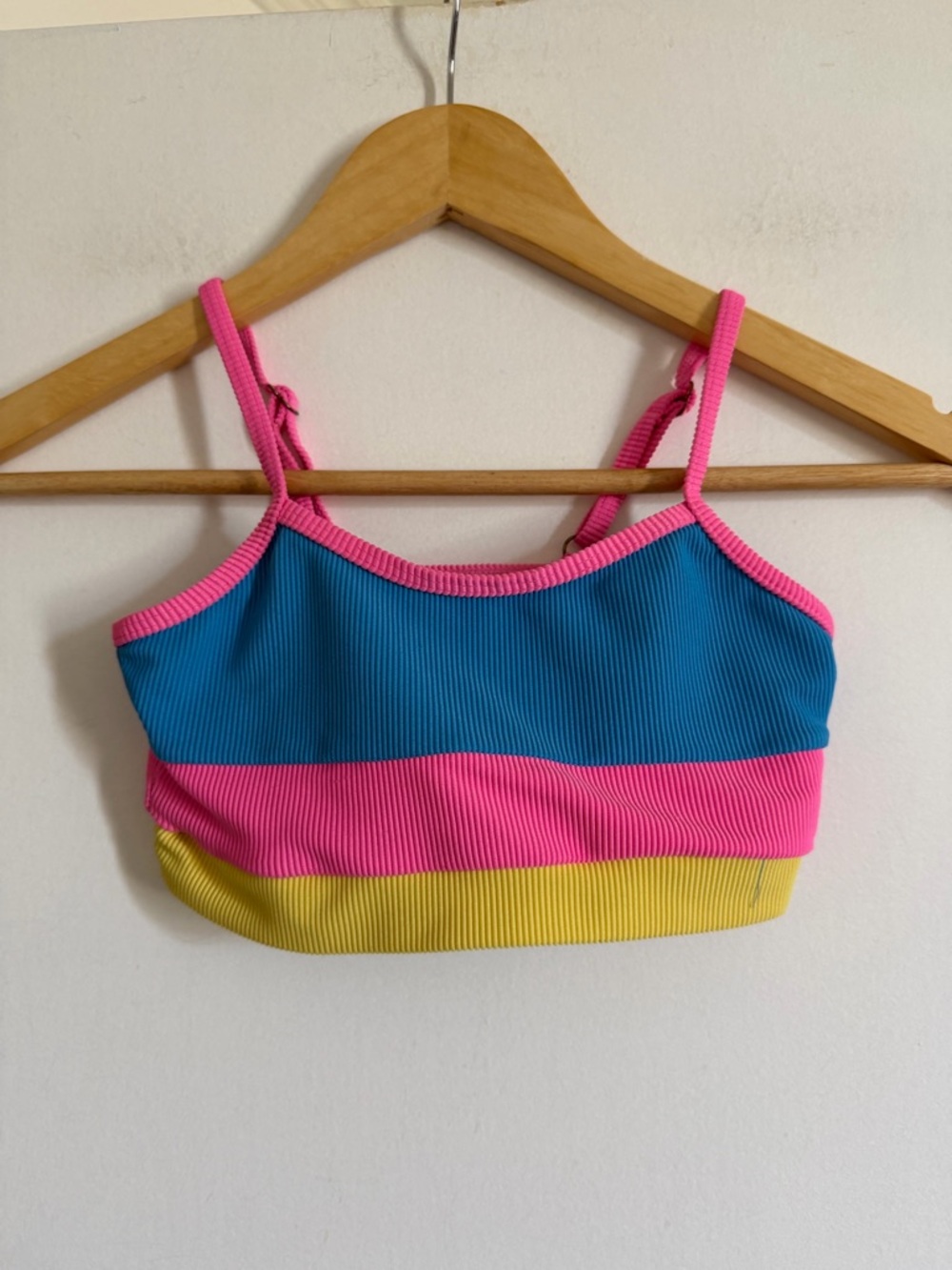 BeachRiot Kids Girls Colorful Ribbed Eva Bikini Top size 10/12 EUC